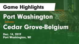 Port Washington  vs Cedar Grove-Belgium  Game Highlights - Dec. 14, 2019