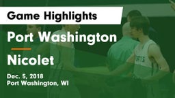 Port Washington  vs Nicolet  Game Highlights - Dec. 5, 2018