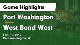 Port Washington  vs West Bend West  Game Highlights - Feb. 15, 2019