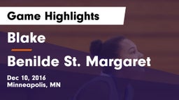Blake  vs Benilde St. Margaret Game Highlights - Dec 10, 2016