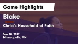 Blake  vs Christ's Household of Faith Game Highlights - Jan 10, 2017