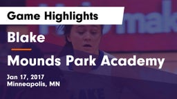 Blake  vs Mounds Park Academy Game Highlights - Jan 17, 2017