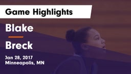 Blake  vs Breck Game Highlights - Jan 28, 2017