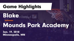 Blake  vs Mounds Park Academy  Game Highlights - Jan. 19, 2018