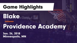 Blake  vs Providence Academy Game Highlights - Jan. 26, 2018