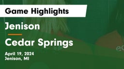 Jenison   vs Cedar Springs  Game Highlights - April 19, 2024