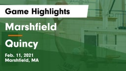 Marshfield  vs Quincy  Game Highlights - Feb. 11, 2021