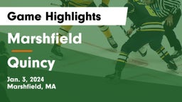 Marshfield  vs Quincy  Game Highlights - Jan. 3, 2024