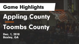 Appling County  vs Toombs County  Game Highlights - Dec. 1, 2018