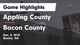 Appling County  vs Bacon County  Game Highlights - Dec. 8, 2018