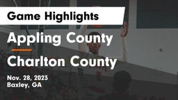 Appling County  vs Charlton County  Game Highlights - Nov. 28, 2023