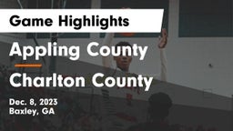 Appling County  vs Charlton County  Game Highlights - Dec. 8, 2023