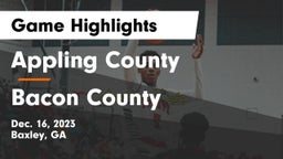 Appling County  vs Bacon County  Game Highlights - Dec. 16, 2023