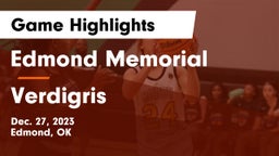 Edmond Memorial  vs Verdigris  Game Highlights - Dec. 27, 2023