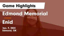 Edmond Memorial  vs Enid  Game Highlights - Jan. 9, 2024