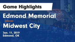 Edmond Memorial  vs Midwest City  Game Highlights - Jan. 11, 2019
