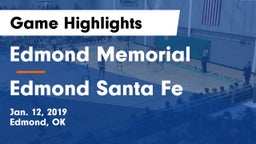 Edmond Memorial  vs Edmond Santa Fe Game Highlights - Jan. 12, 2019