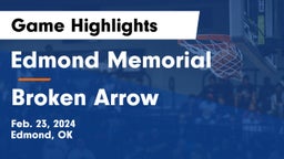 Edmond Memorial  vs Broken Arrow  Game Highlights - Feb. 23, 2024