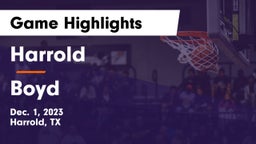 Harrold  vs Boyd  Game Highlights - Dec. 1, 2023