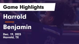Harrold  vs Benjamin  Game Highlights - Dec. 19, 2023