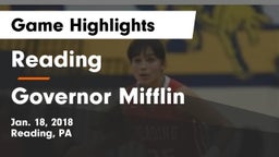 Reading  vs Governor Mifflin  Game Highlights - Jan. 18, 2018