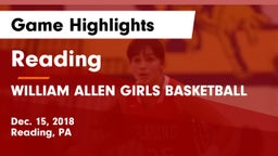 Reading  vs WILLIAM ALLEN GIRLS BASKETBALL Game Highlights - Dec. 15, 2018