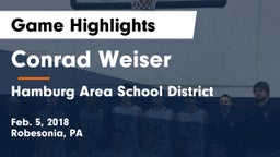Conrad Weiser  vs Hamburg Area School District Game Highlights - Feb. 5, 2018