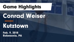 Conrad Weiser  vs Kutztown  Game Highlights - Feb. 9, 2018