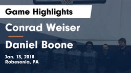 Conrad Weiser  vs Daniel Boone  Game Highlights - Jan. 13, 2018
