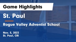 St. Paul  vs Rogue Valley Adventist School Game Highlights - Nov. 5, 2022