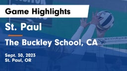 St. Paul  vs The Buckley School, CA Game Highlights - Sept. 30, 2023