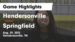 Hendersonville  vs Springfield  Game Highlights - Aug. 29, 2022
