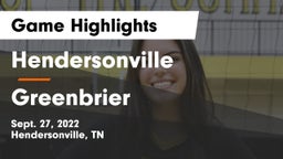 Hendersonville  vs Greenbrier  Game Highlights - Sept. 27, 2022