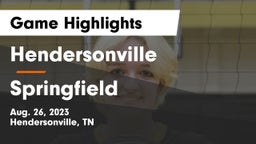 Hendersonville  vs Springfield Game Highlights - Aug. 26, 2023