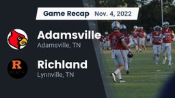 Recap: Adamsville  vs. Richland  2022