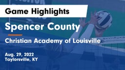 Spencer County  vs Christian Academy of Louisville Game Highlights - Aug. 29, 2022