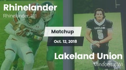 Matchup: Rhinelander High vs. Lakeland Union  2018