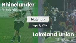 Matchup: Rhinelander High vs. Lakeland Union  2019