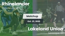 Matchup: Rhinelander High vs. Lakeland Union  2020