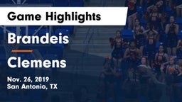 Brandeis  vs Clemens  Game Highlights - Nov. 26, 2019