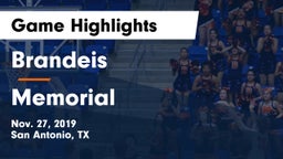 Brandeis  vs Memorial  Game Highlights - Nov. 27, 2019