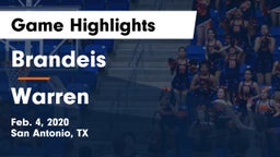 Brandeis  vs Warren  Game Highlights - Feb. 4, 2020