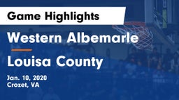 Western Albemarle  vs Louisa County  Game Highlights - Jan. 10, 2020