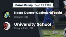 Recap: Notre Dame-Cathedral Latin  vs. University School 2020