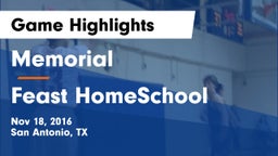 Memorial  vs Feast HomeSchool  Game Highlights - Nov 18, 2016