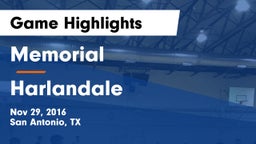 Memorial  vs Harlandale  Game Highlights - Nov 29, 2016