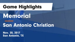 Memorial  vs San Antonio Christian  Game Highlights - Nov. 20, 2017