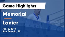 Memorial  vs Lanier  Game Highlights - Jan. 5, 2018