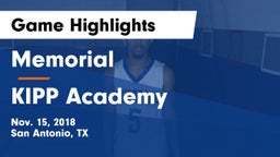 Memorial  vs KIPP Academy Game Highlights - Nov. 15, 2018