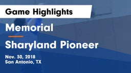 Memorial  vs Sharyland Pioneer  Game Highlights - Nov. 30, 2018